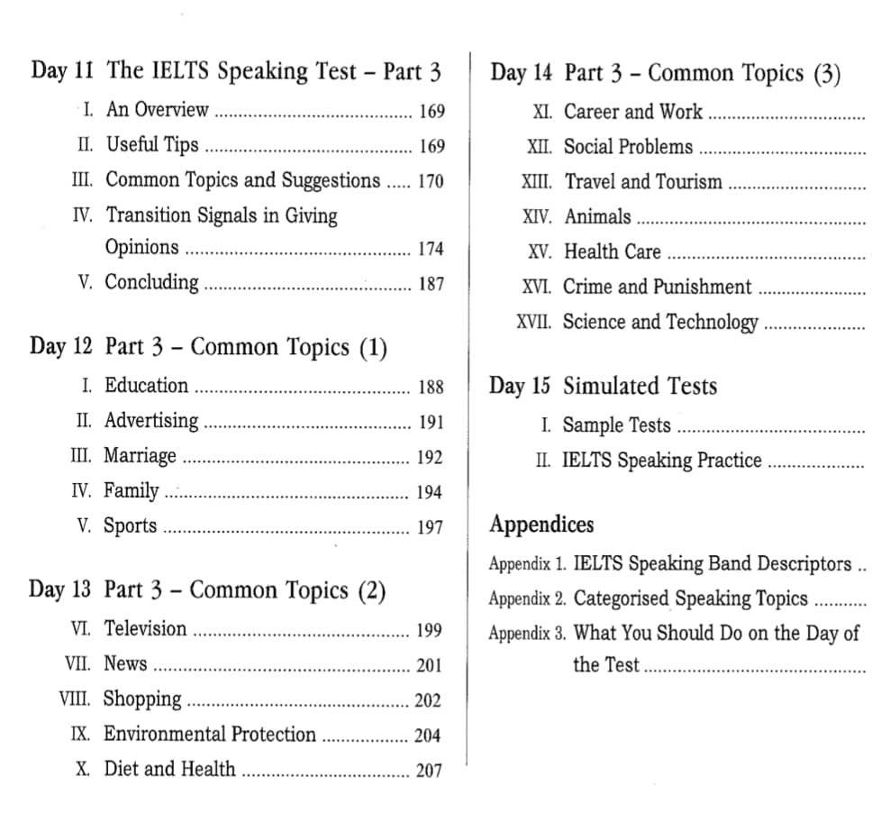 15 Days Practice for IELTS Speaking - mục lục 2