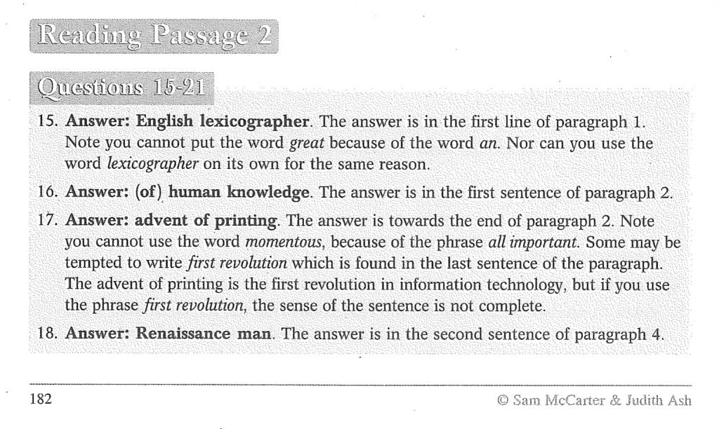 IELTS Reading Test Mccarter and Ash - giải thích đáp án chi tiết