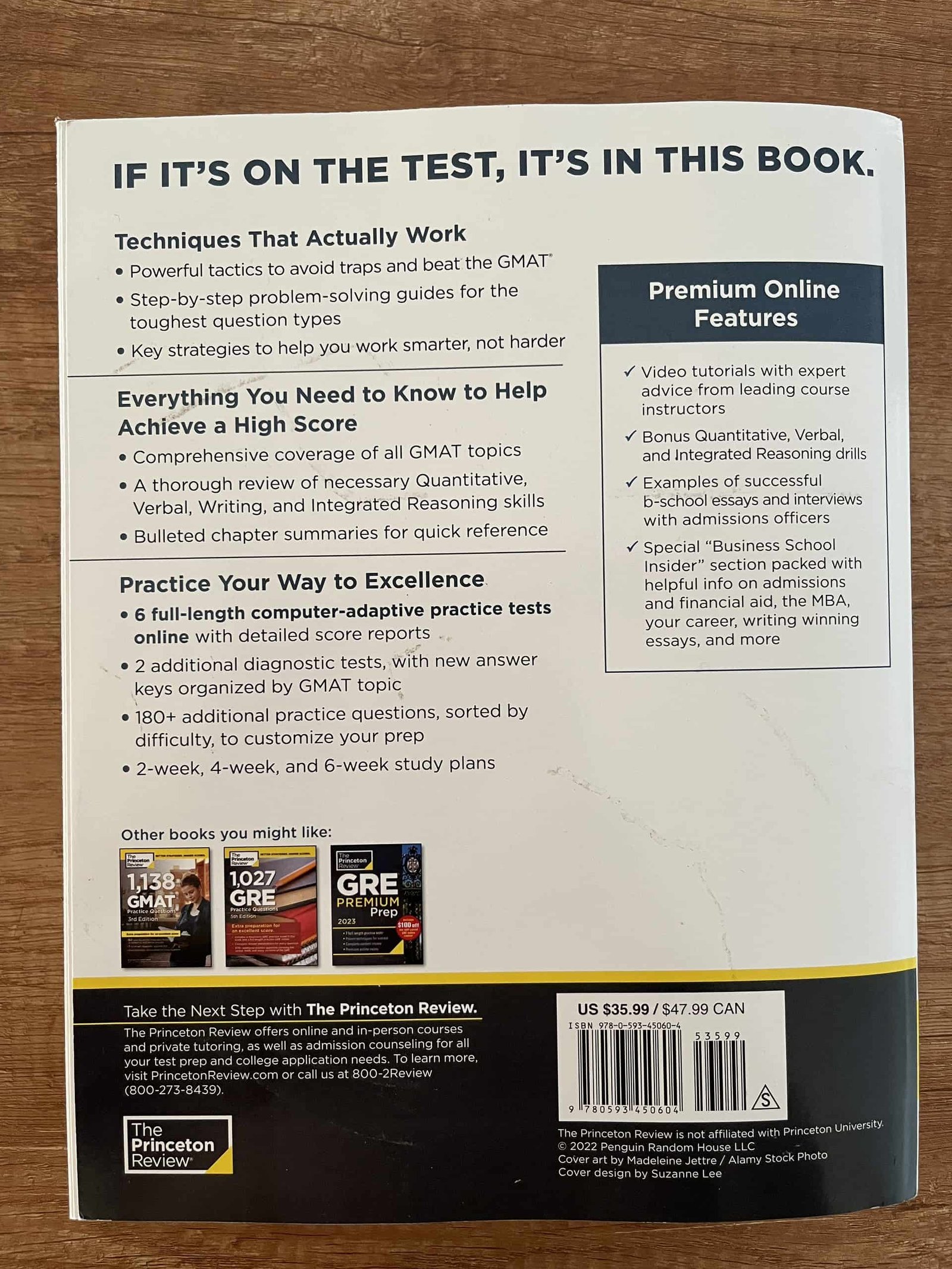 Princeton Review GMAT Premium Prep 2023 - mặt sau