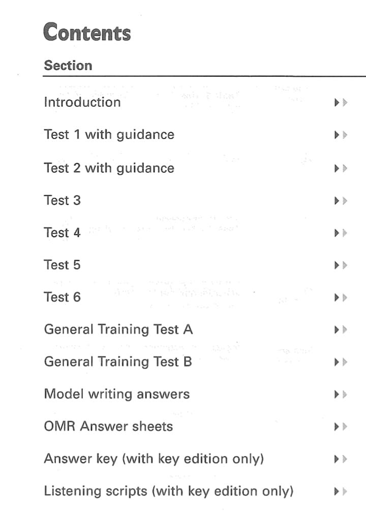 Thomson IELTS Practice Tests - mục lục