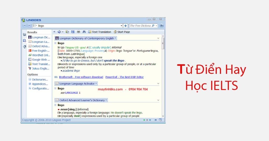 Lingoes - Từ điển học IELTS hay